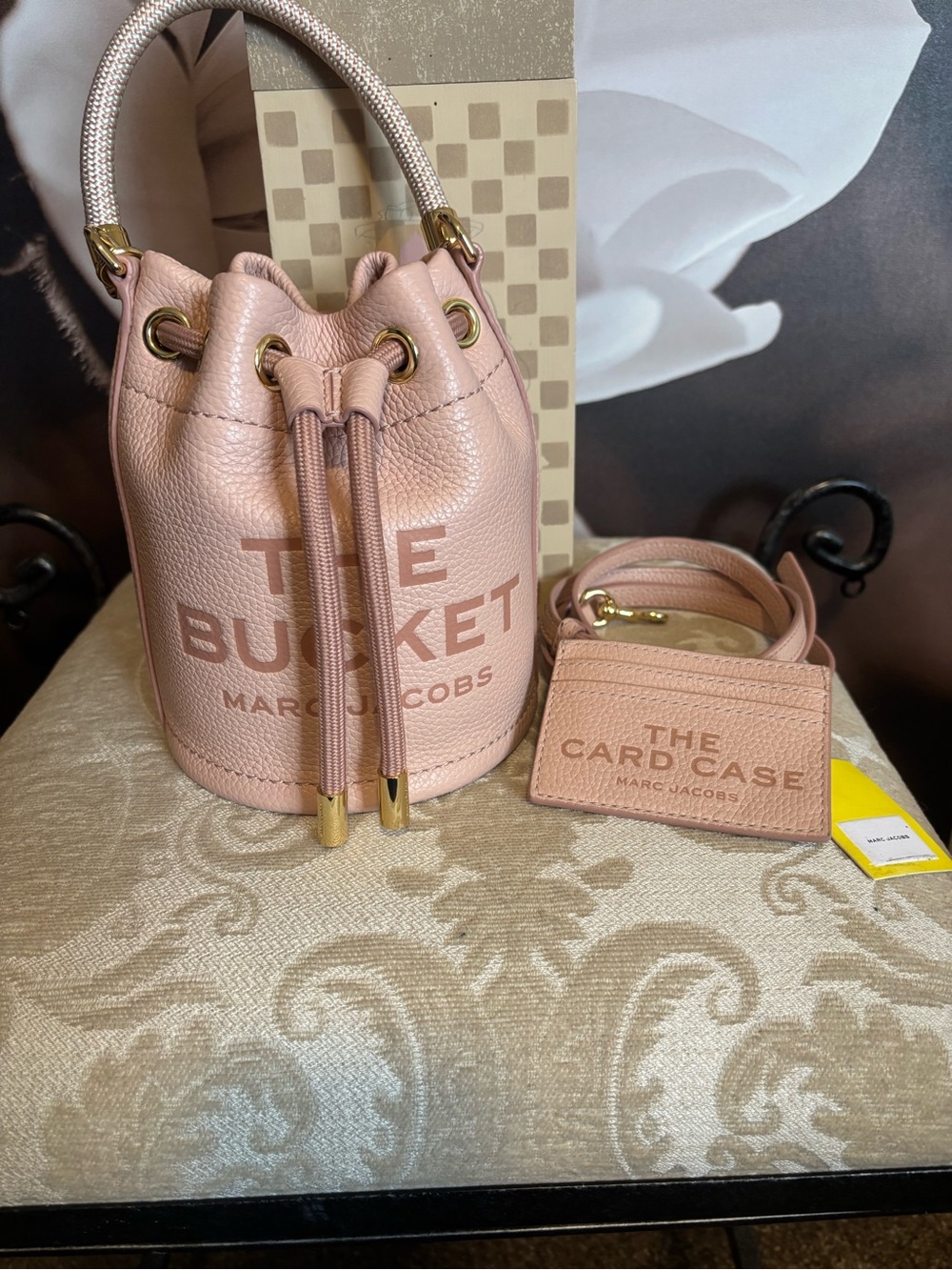 Marc Jacobs Mini Bucket Bag and Card Case in Blush Pink